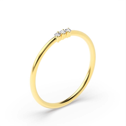 3 Prong Round Yellow Gold Minimalist Diamond Rings