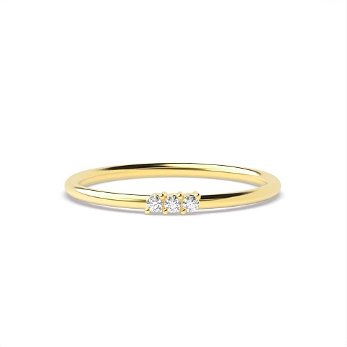 3 Prong Round Yellow Gold Minimalist Diamond Rings