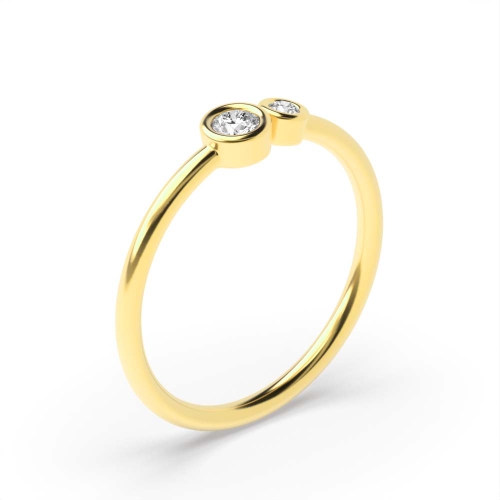 Bezel Setting 2 Stone Petit Diamond Fashion Ring (4.10Mm)