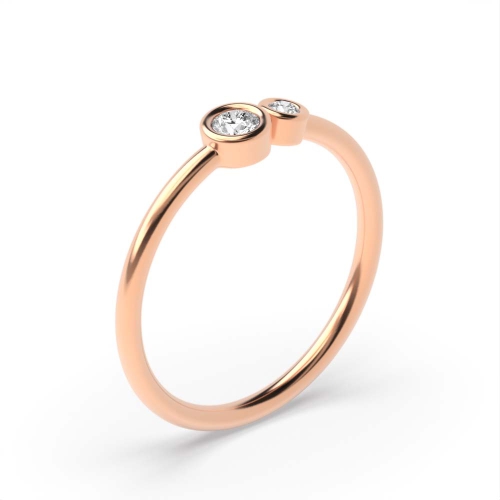 Bezel Setting Round Rose Gold Delicate double minimalist Toi Et Moi Diamond Rings