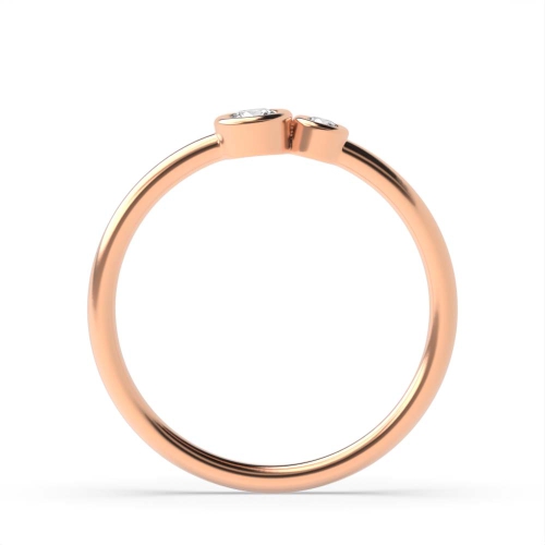 Bezel Setting Round Rose Gold Delicate double minimalist Toi Et Moi Diamond Rings