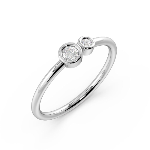 Bezel Setting Round Delicate double minimalist Moissanite Diamond Rings