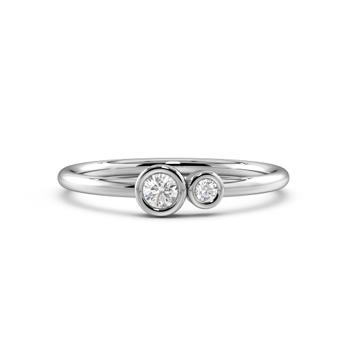 Bezel Setting Round Delicate double minimalist Moissanite Diamond Rings