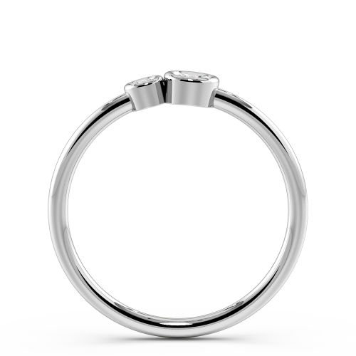 Bezel Setting Round Delicate double minimalist Moissanite Diamond Rings