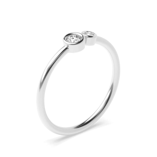 Bezel Setting Round Delicate double minimalist Diamond Rings