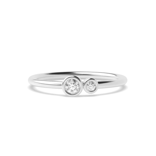 Bezel Setting Round Delicate double minimalist Diamond Rings