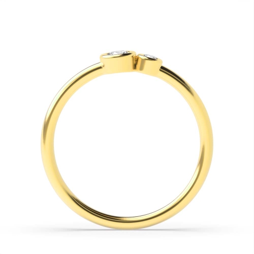 Bezel Setting Round Yellow Gold Delicate double minimalist Toi Et Moi Diamond Rings