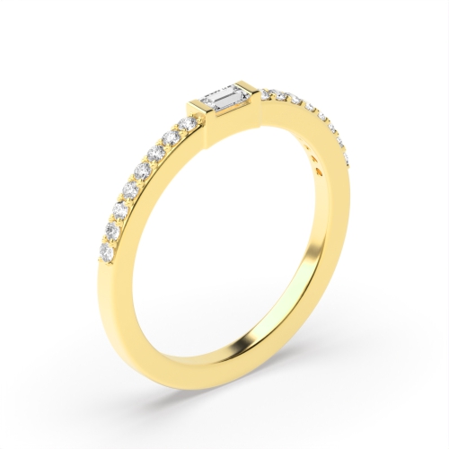 Channel Setting Stackable Delicate White, Yellow & Rose Gold Diamond Ring (1.90mm)