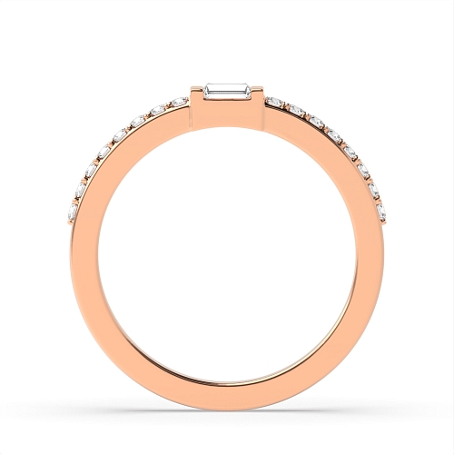 Channel Setting Baguette Rose Gold Accented Diamond Rings