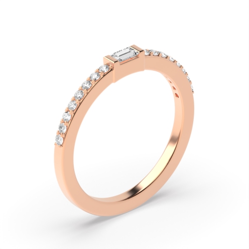 Channel Setting Baguette Rose Gold Accented Eternity Diamond Rings