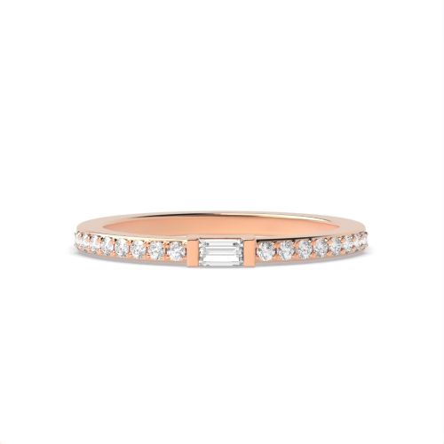 Channel Setting Baguette Rose Gold Accented Eternity Diamond Rings