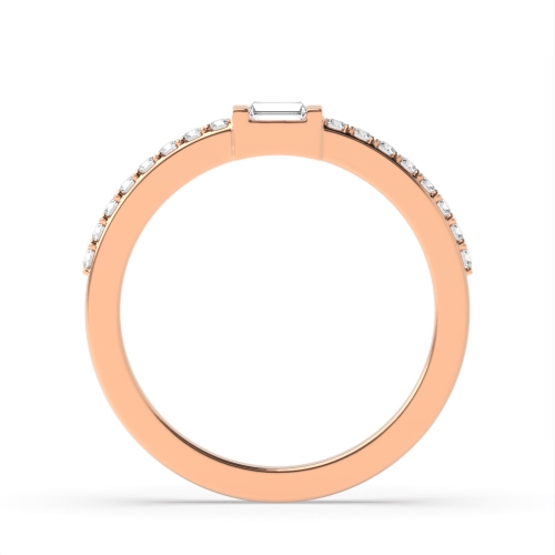 Channel Setting Baguette Rose Gold Accented Eternity Diamond Rings