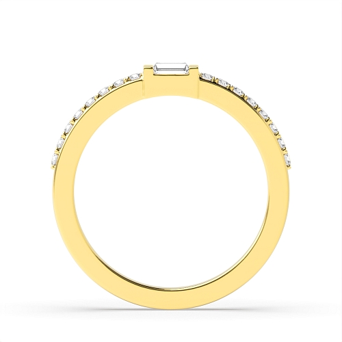 Channel Setting Baguette Yellow Gold Accented Diamond Rings