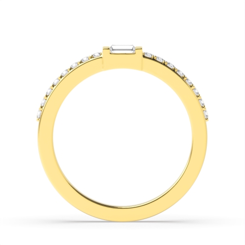 Channel Setting Baguette Yellow Gold Accented Eternity Diamond Rings
