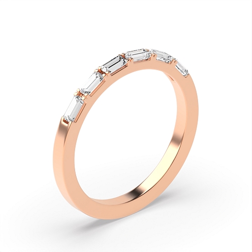 4 Prong Baguette Rose Gold Six stones Eternity Diamond Rings