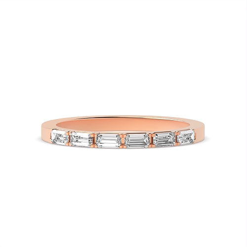 4 Prong Baguette Rose Gold Six stones Eternity Diamond Rings