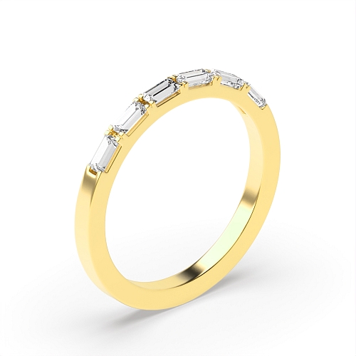 4 Prong Baguette Yellow Gold Six stones Eternity Diamond Rings