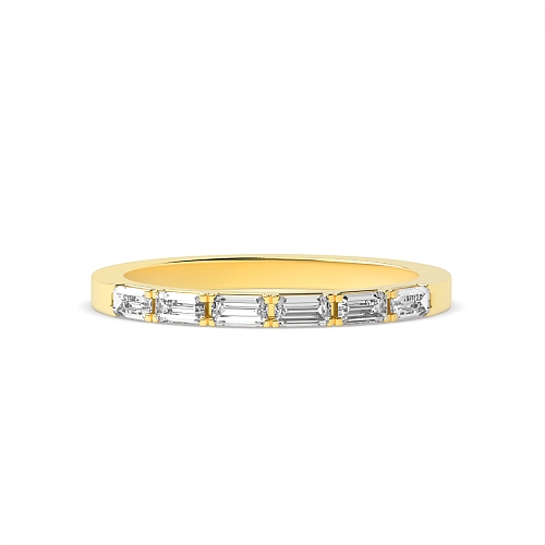 4 Prong Baguette Yellow Gold Six stones Eternity Diamond Rings