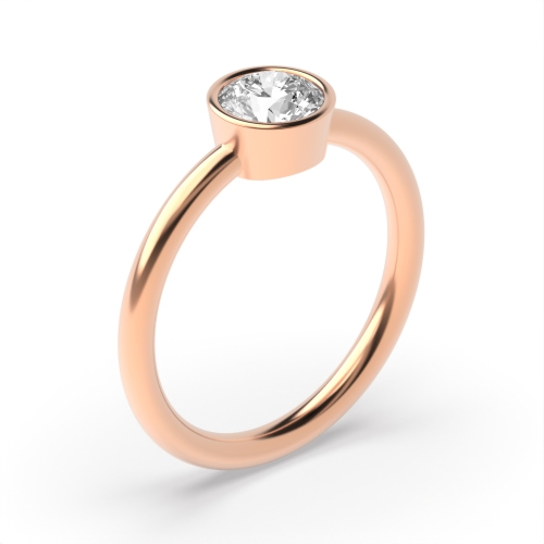 Bezel Setting Round Rose Gold Dazzling Engagement Rings