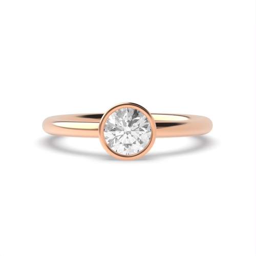 Bezel Setting Round Rose Gold Dazzling Engagement Rings