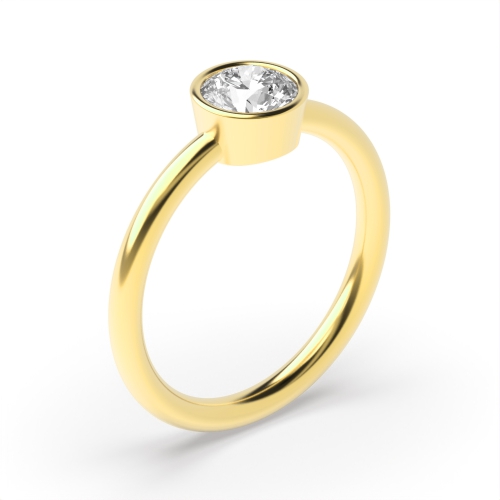 Bezel Setting Round Yellow Gold Dazzling Engagement Rings