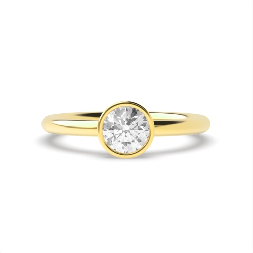 Bezel Setting Round Yellow Gold Dazzling Engagement Rings