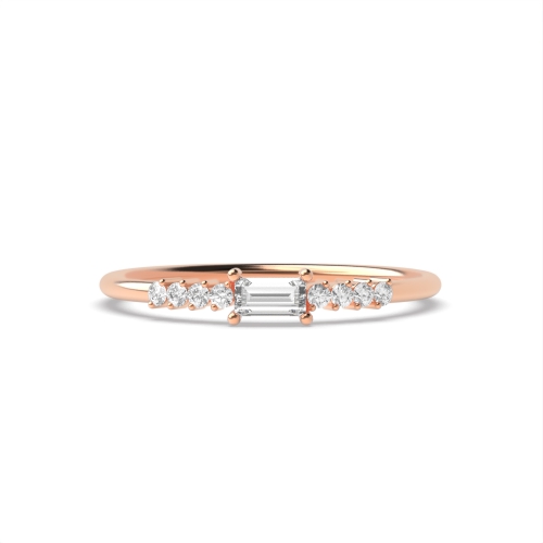 4 Prong Baguette Rose Gold Ether cascade Engagement Rings