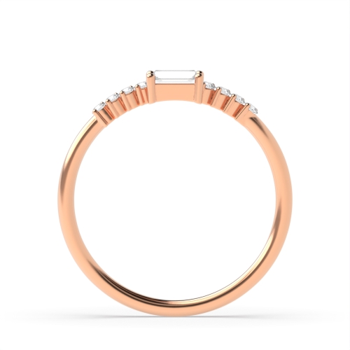 4 Prong Baguette Rose Gold Ether cascade Engagement Rings