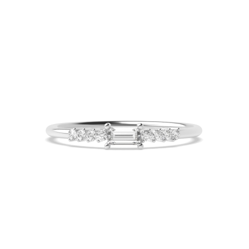 4 Prong Baguette Ether cascade Side Stone Engagement Rings