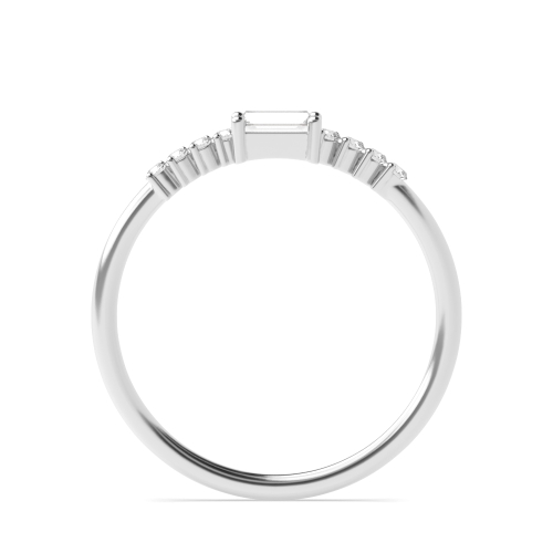 4 Prong Baguette Ether cascade Side Stone Engagement Rings