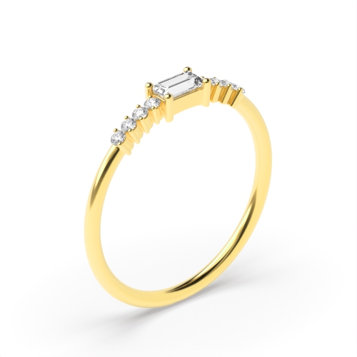 4 Prong Baguette Yellow Gold Ether cascade Engagement Rings
