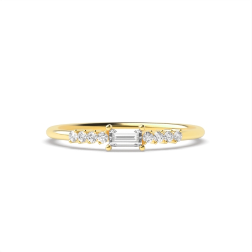 4 Prong Baguette Yellow Gold Ether cascade Engagement Rings
