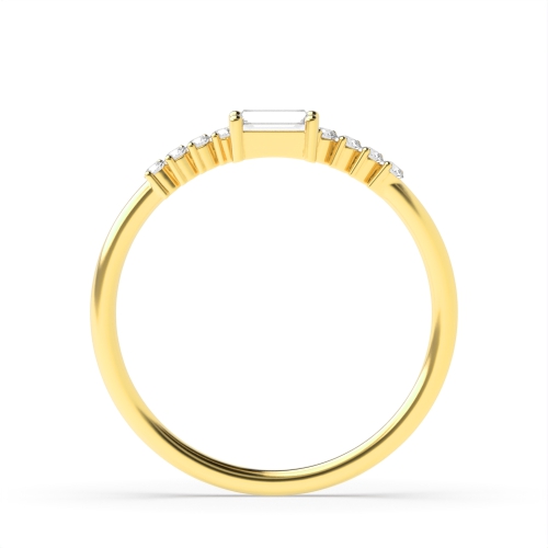 4 Prong Baguette Yellow Gold Ether cascade Engagement Rings
