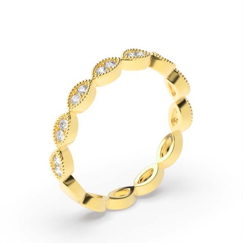 4 Prong Round Yellow Gold Ethereal bands Eternity Engagement Rings
