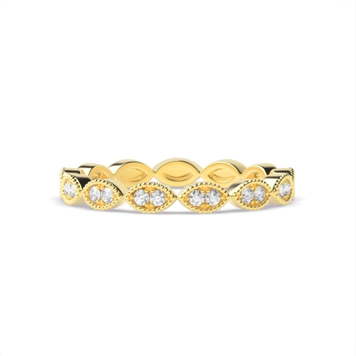 4 Prong Round Yellow Gold Ethereal bands Eternity Engagement Rings