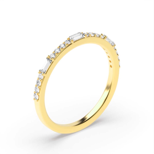 4 Prong Baguette Yellow Gold Unsual Eternity Diamond Rings