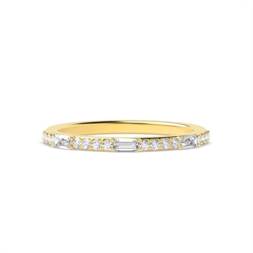 4 Prong Baguette Yellow Gold Unsual Eternity Diamond Rings
