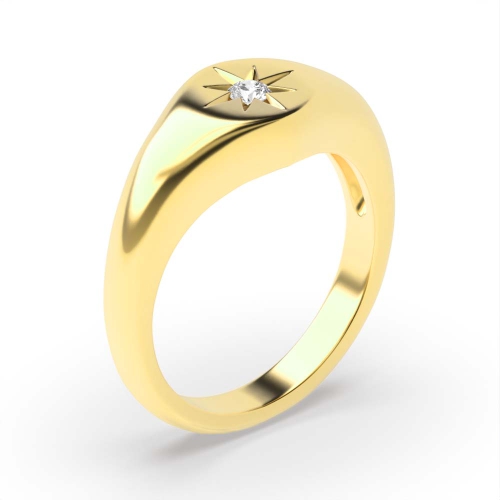 Pave Setting Round Yellow Gold Solitaire Diamond Rings