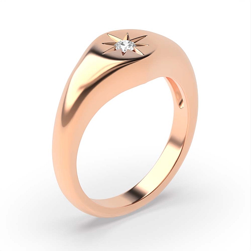 Pave Setting Round Rose Gold Contemporary charm Diamond Rings