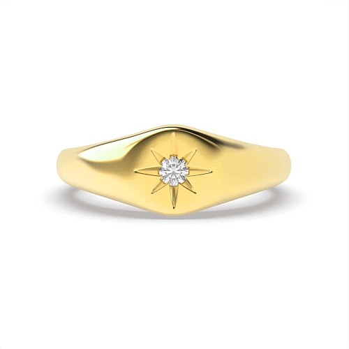 Pave Setting Round Yellow Gold Contemporary charm Diamond Rings