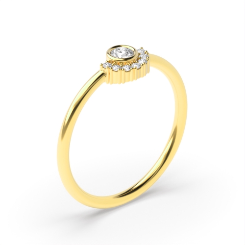 Bezel Setting Half Halo Crown Style Diamond Cluster Ring (5.20Mm)