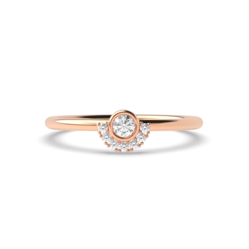 Bezel Setting Round Rose Gold Half moon Eternity Diamond Rings