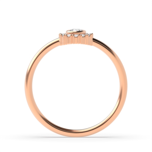 Bezel Setting Round Rose Gold Half moon Eternity Diamond Rings