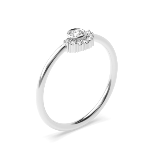 Bezel Setting Round Half moon Moissanite Eternity Diamond Rings