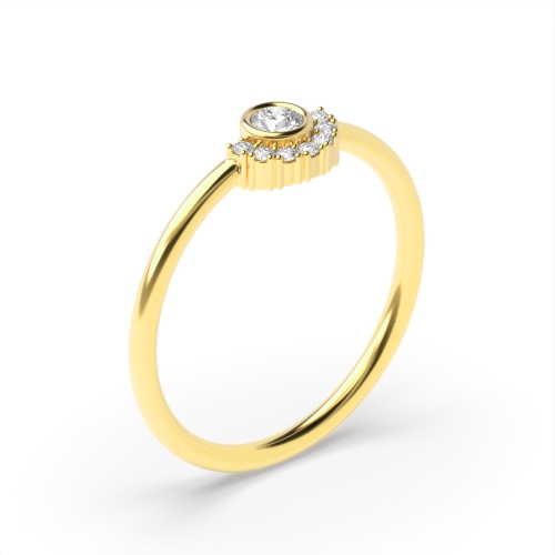 Bezel Setting Round Yellow Gold Half moon Eternity Diamond Rings