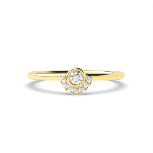 Bezel Setting Round Yellow Gold Half moon Eternity Diamond Rings