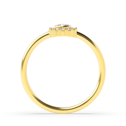Bezel Setting Round Yellow Gold Half moon Eternity Diamond Rings