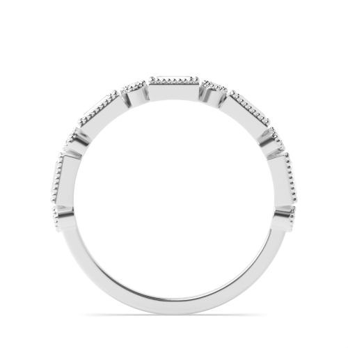 Bezel Setting Round/Baguette Unique Wedding Half Eternity Diamond Ring