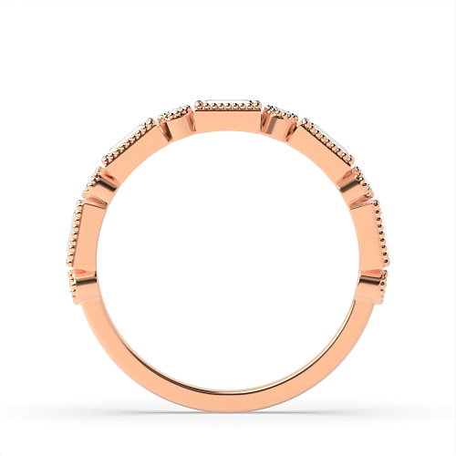 Bezel Setting Round/Baguette Rose Gold Unique wedding Eternity Diamond Rings