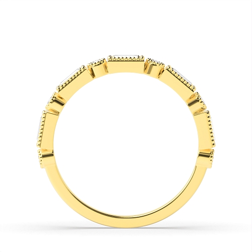 Bezel Setting Round/Baguette Yellow Gold Unique wedding Eternity Diamond Rings